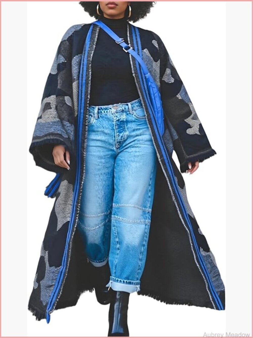 Open Front Fringe Knit Cardigan Long Chunky Cable Wrap Duster Coat